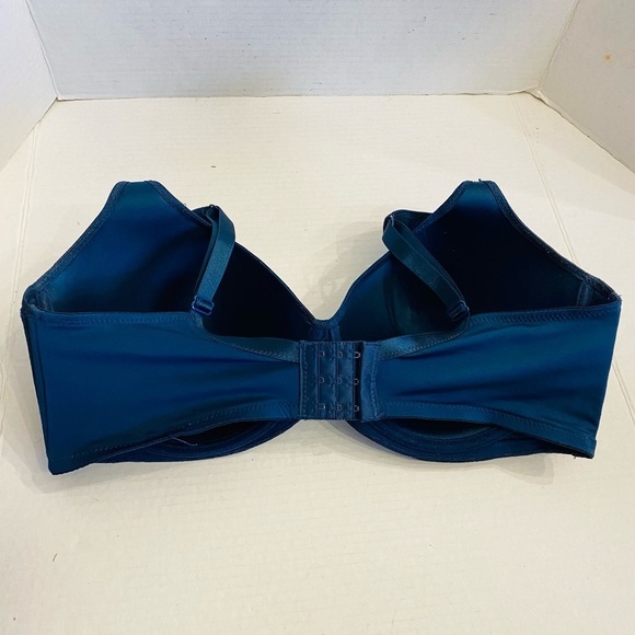 38DD ADRIENNE VITTADINI STUDIO Bra Molded Cups Mesh Band Underwire Navy Blue - Picture 6 of 13